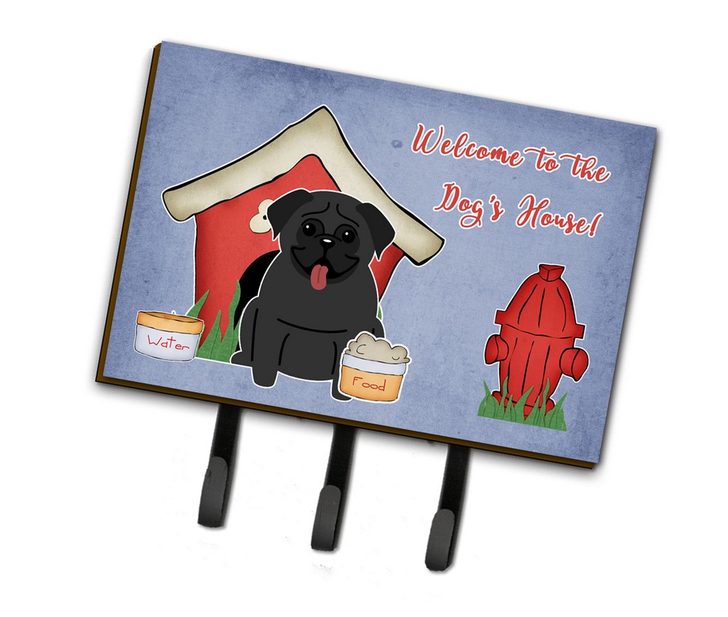 BB2760TH68 Dog House Collection Pug Black Leash or Key Holder