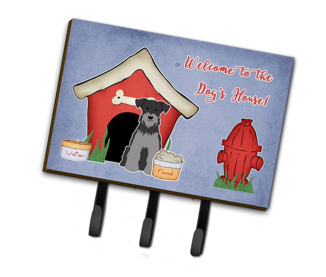 Dog House Collection Miniature Schanuzer Black & Silver Leash or Key Holder