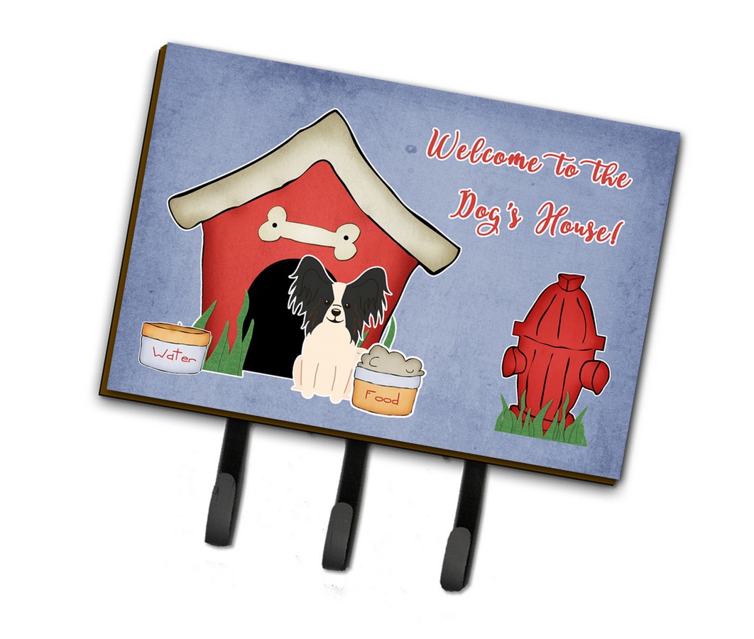 Dog House Collection Papillon Black & White Leash or Key Holder