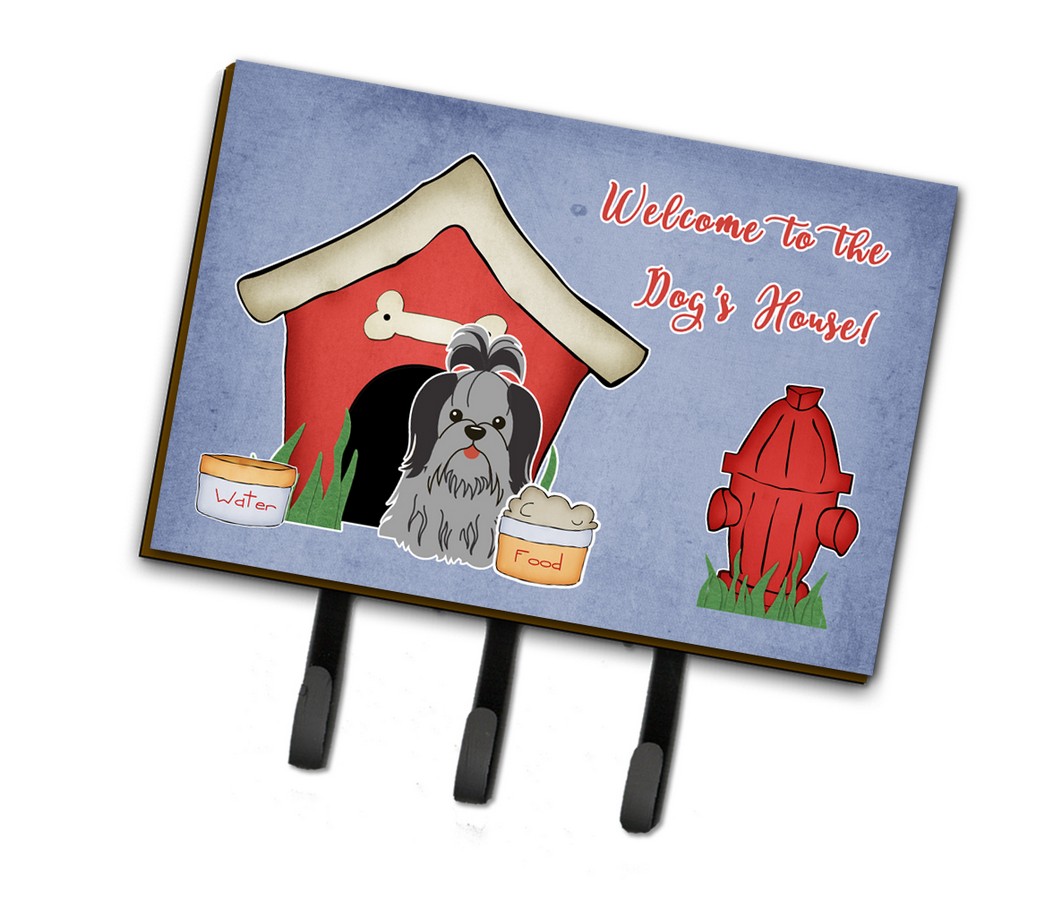 BB2843TH68 Dog House Collection Shih Tzu Black & Silver Leash or Key Holder