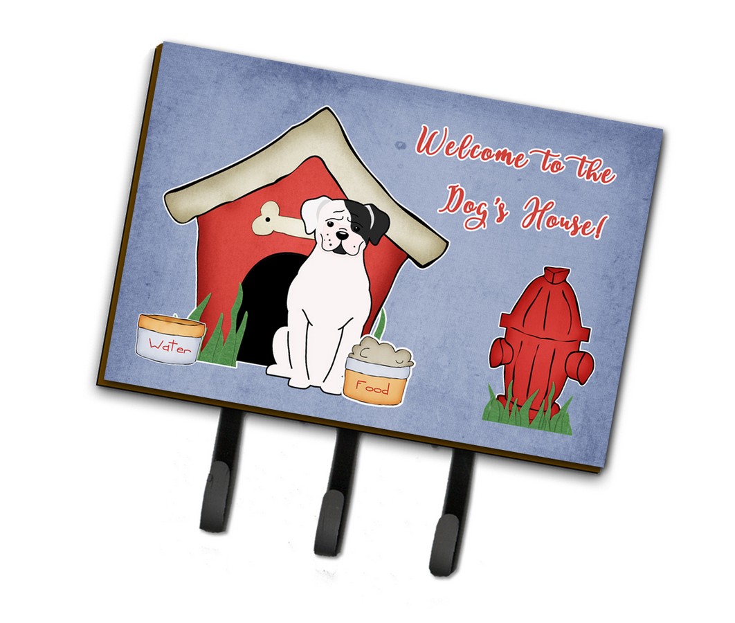 BB2868TH68 Dog House Collection White Boxer Cooper Leash or Key Holder