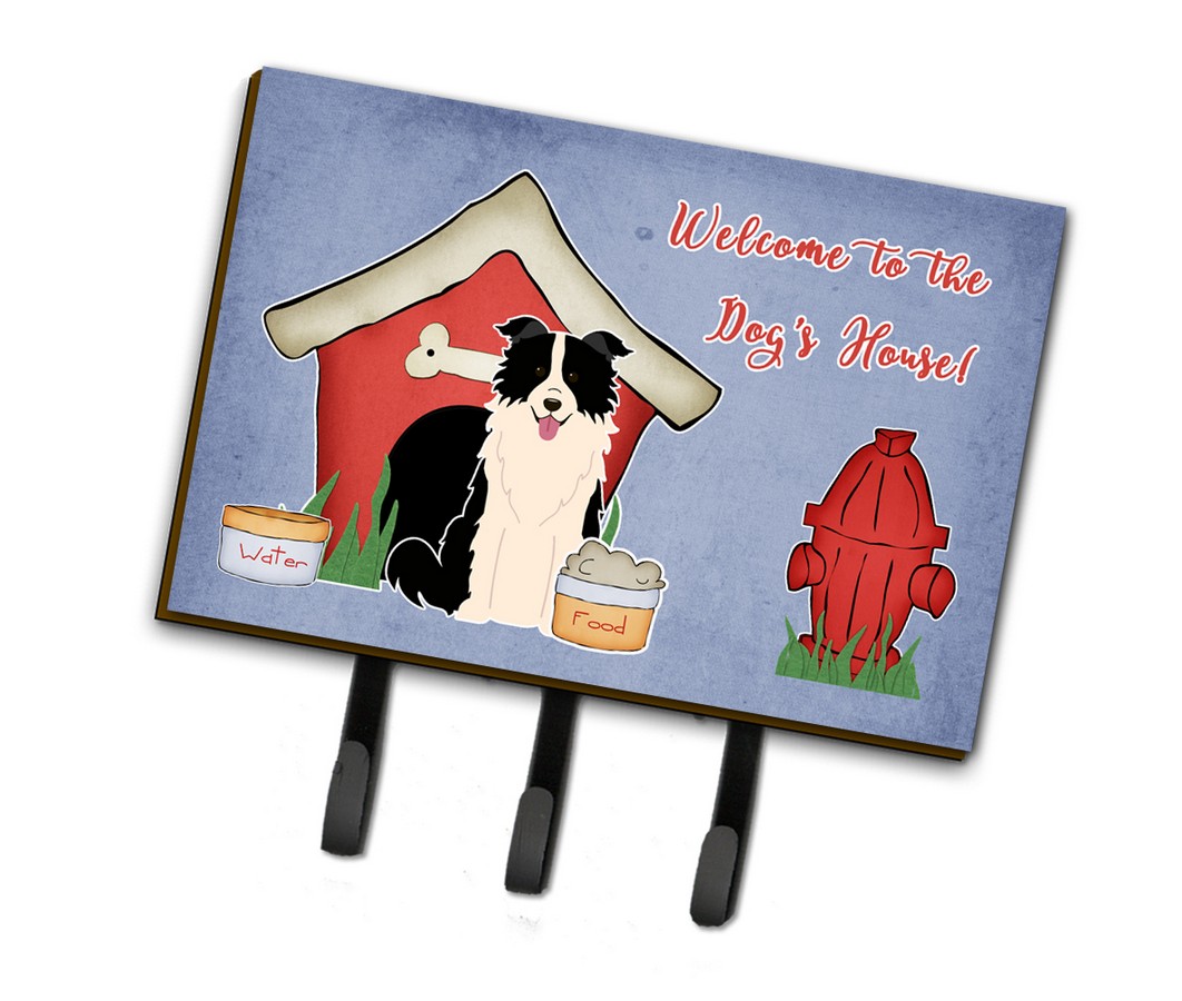 Dog House Collection Border Collie Black & White Leash or Key Holder