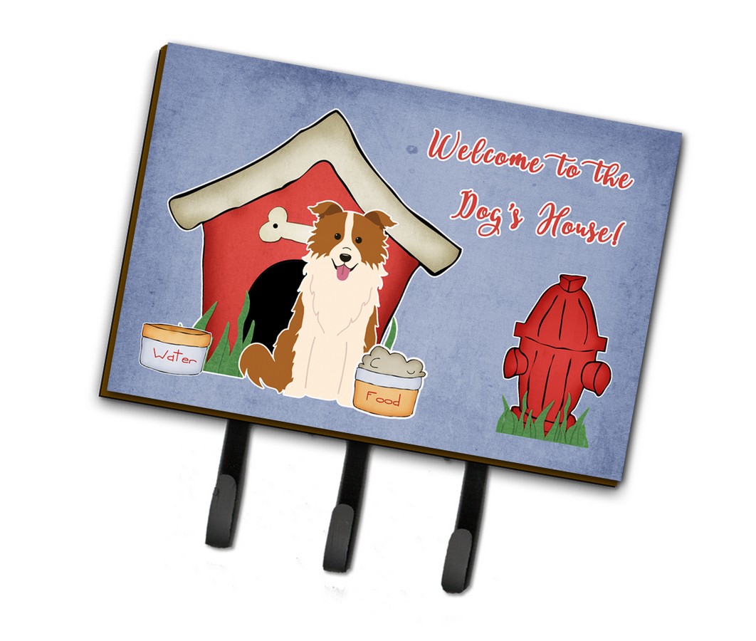 BB2873TH68 Dog House Collection Border Collie Red & White Leash or Key Holder