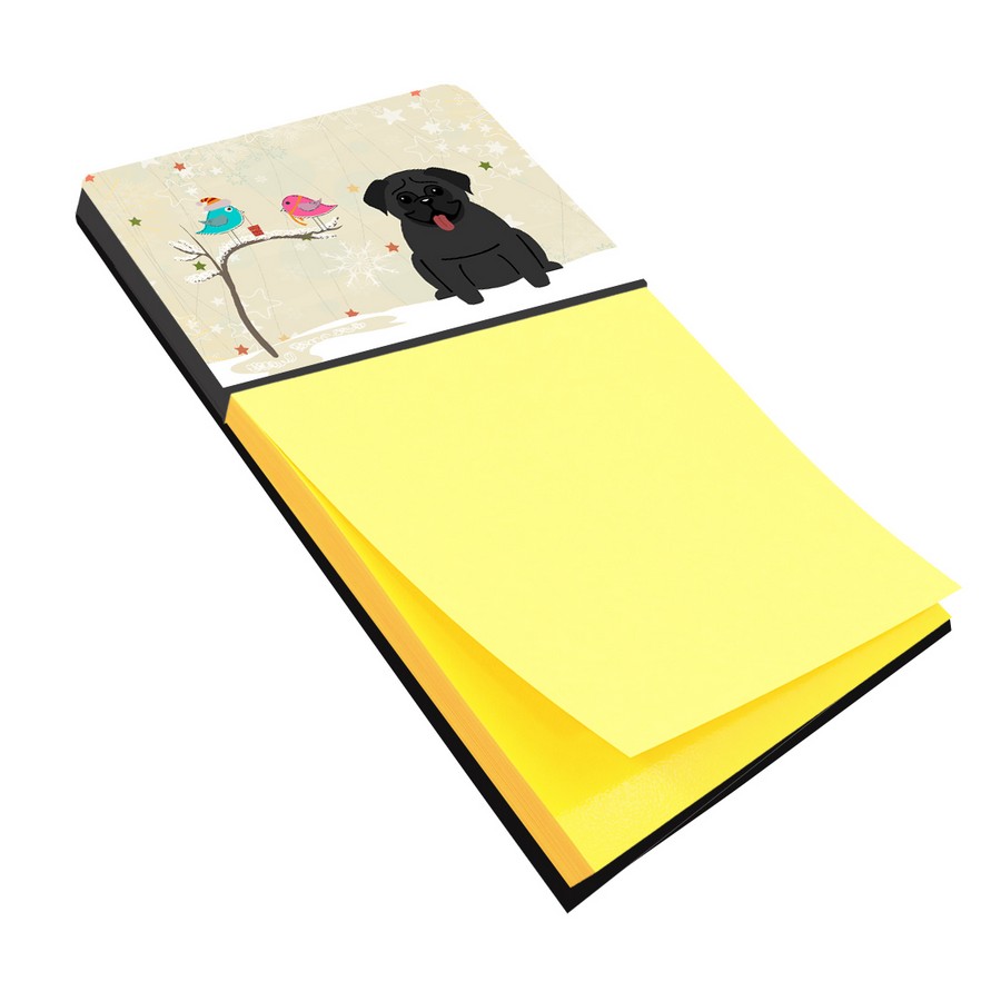 Christmas Presents Between Friends Pug Black Sticky Note Holder