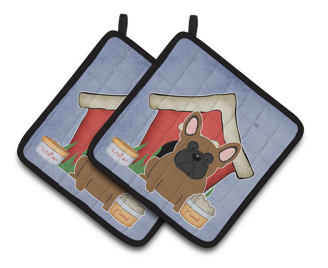 Picture of Carolines Treasures BB2767PTHD Dog House Collection French Bulldog Brown Pair of Pot Holders