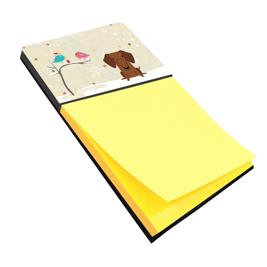 Christmas Presents Between Friends Dachshund Red & Brown Sticky Note Holder