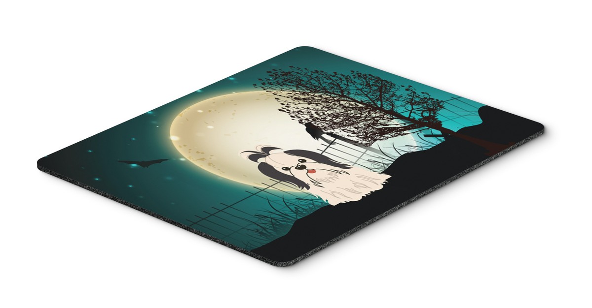 Halloween Scary Shih Tzu Black & White Mouse Pad, Hot Pad or Trivet
