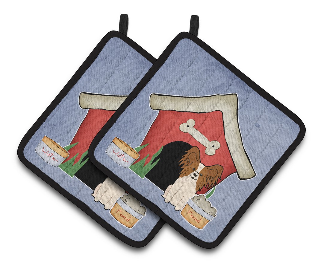 Picture of Carolines Treasures BB2832PTHD Dog House Collection Papillon Red & White Pair of Pot Holders