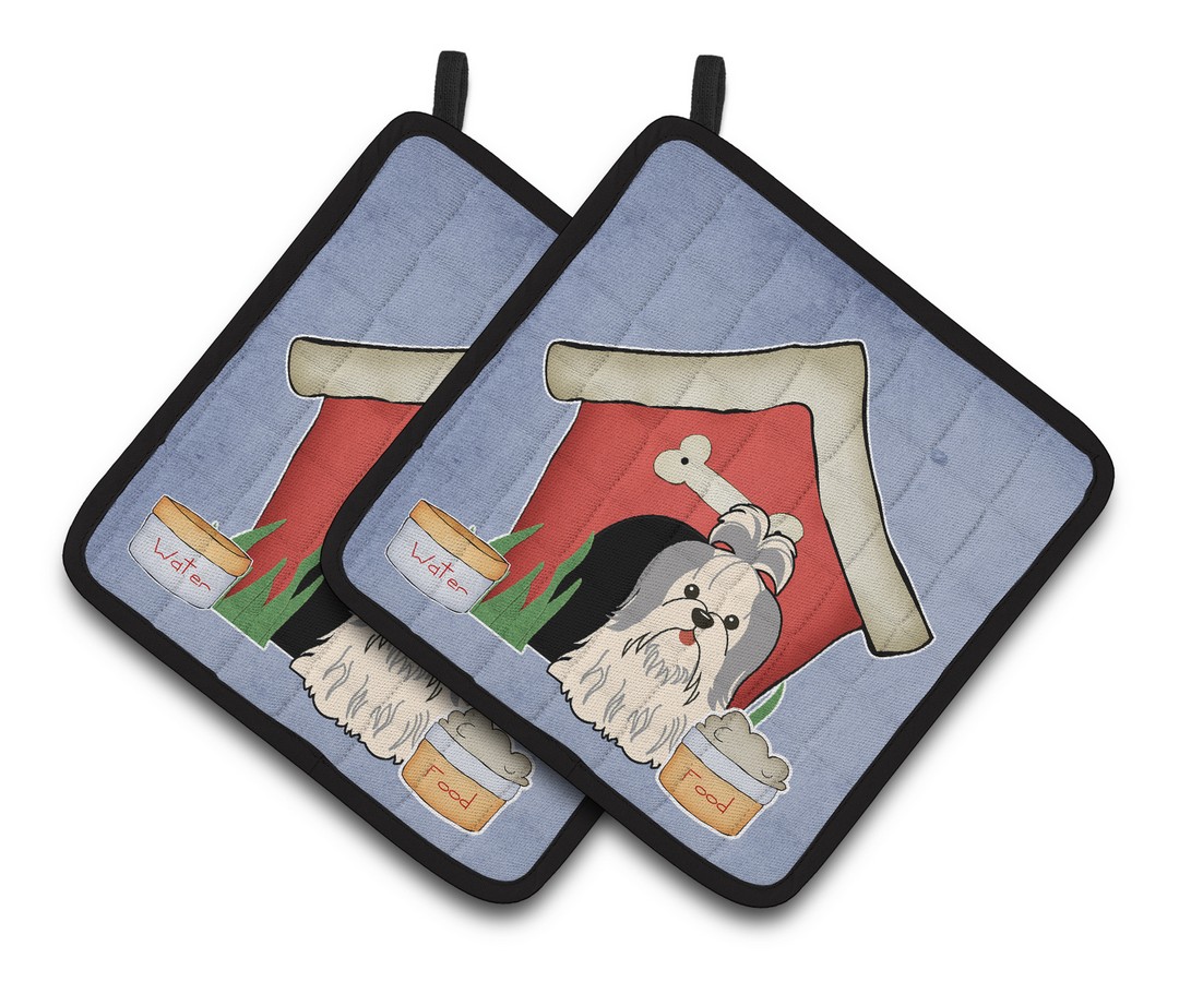 Picture of Carolines Treasures BB2839PTHD Dog House Collection Shih Tzu Silver & White Pair of Pot Holders
