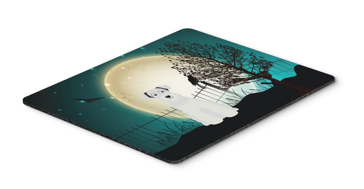 Halloween Scary Miniature Schanuzer White Mouse Pad, Hot Pad or Trivet