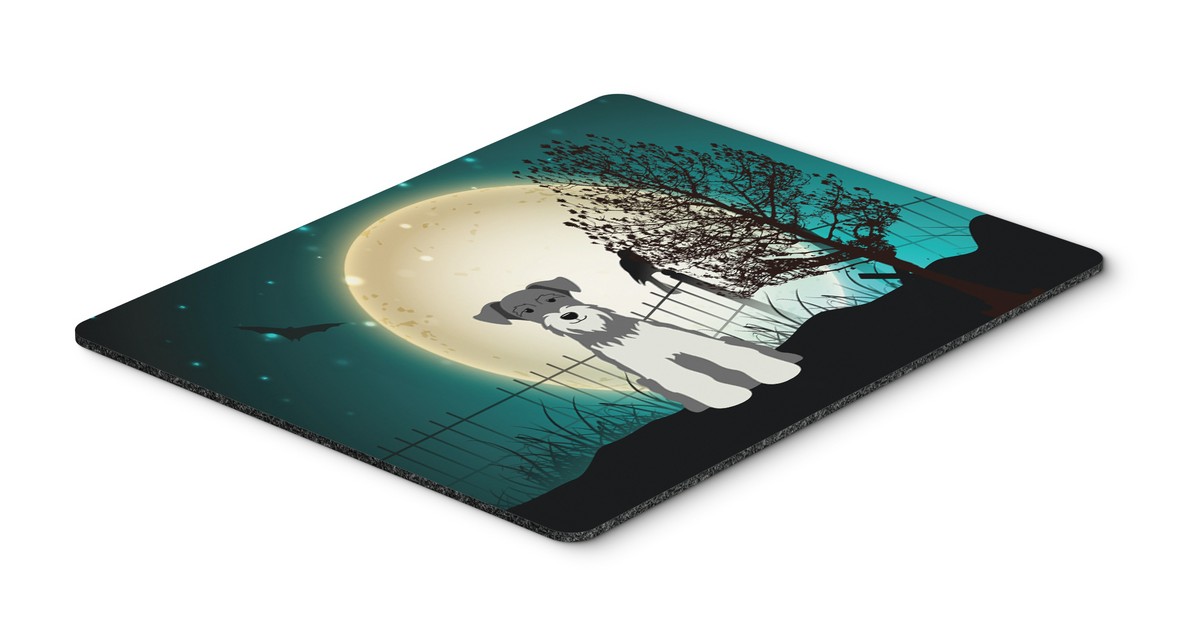 BB2244MP Halloween Scary Miniature Schanuzer Salt & Pepper Mouse Pad, Hot Pad or Trivet