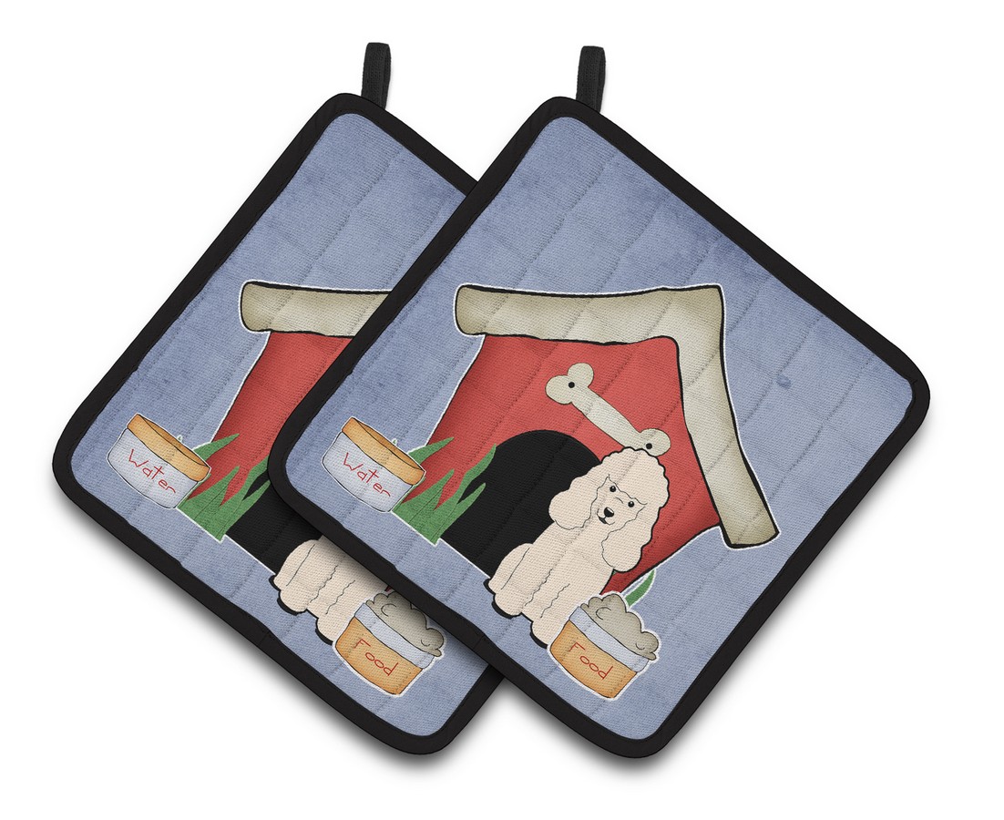Picture of Carolines Treasures BB2824PTHD Dog House Collection Poodle White Pair of Pot Holders
