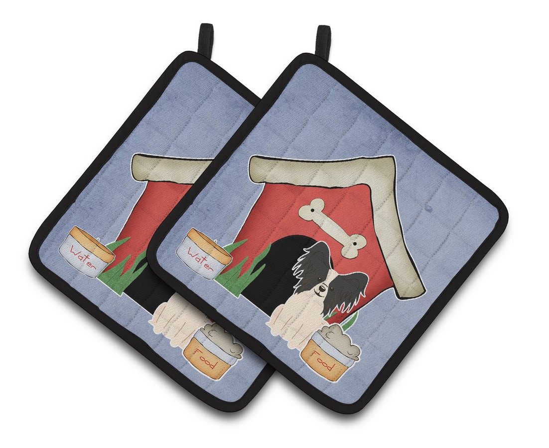 Picture of Carolines Treasures BB2830PTHD Dog House Collection Papillon Black & White Pair of Pot Holders