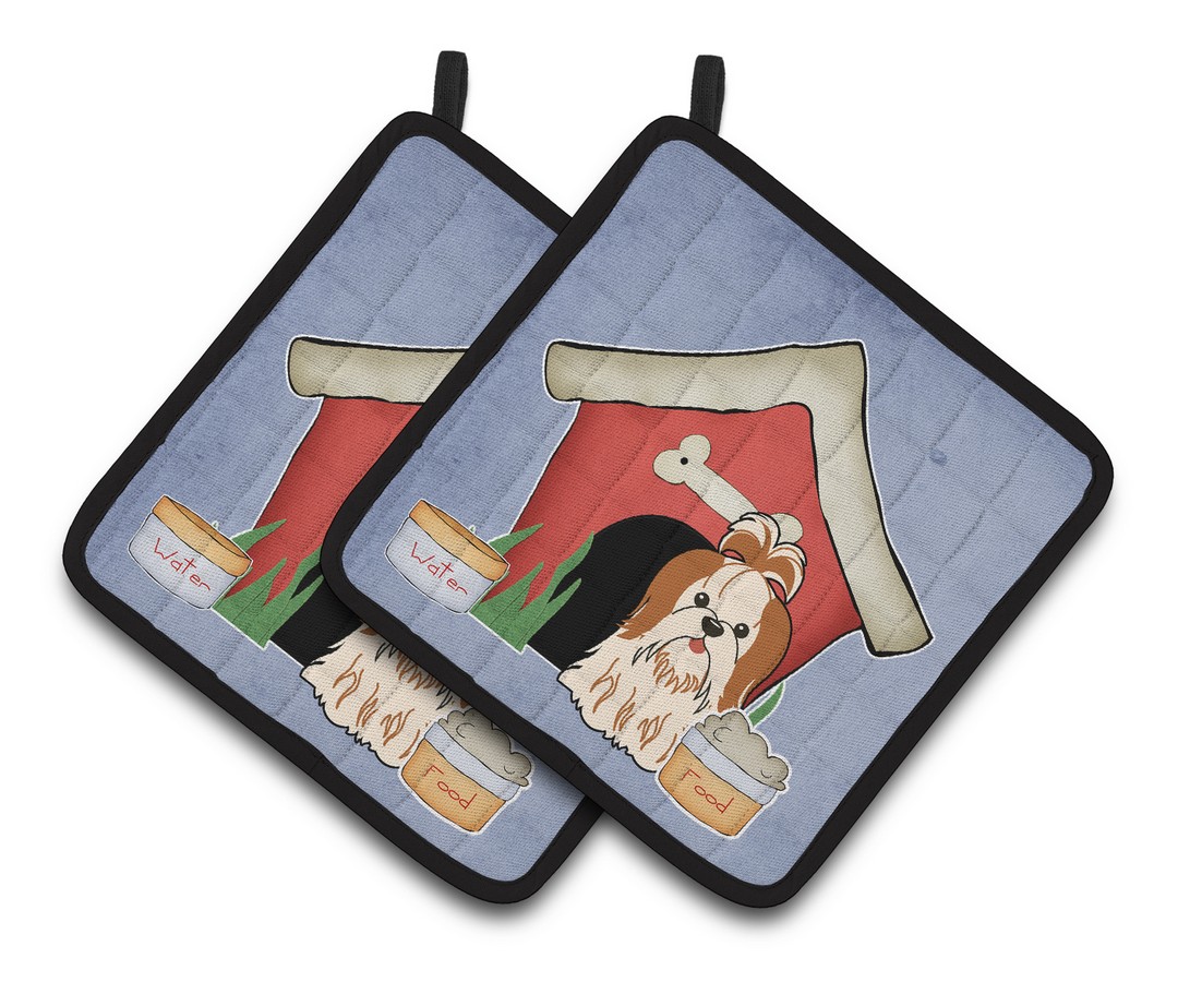 Picture of Carolines Treasures BB2841PTHD Dog House Collection Shih Tzu Red & White Pair of Pot Holders