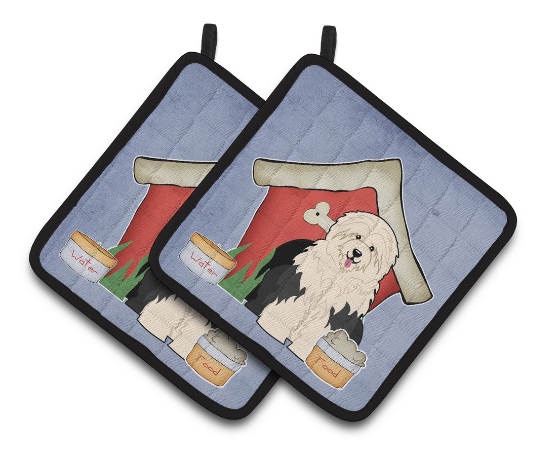 Picture of Carolines Treasures BB2850PTHD Dog House Collection Old English Sheepdog Pair of Pot Holders
