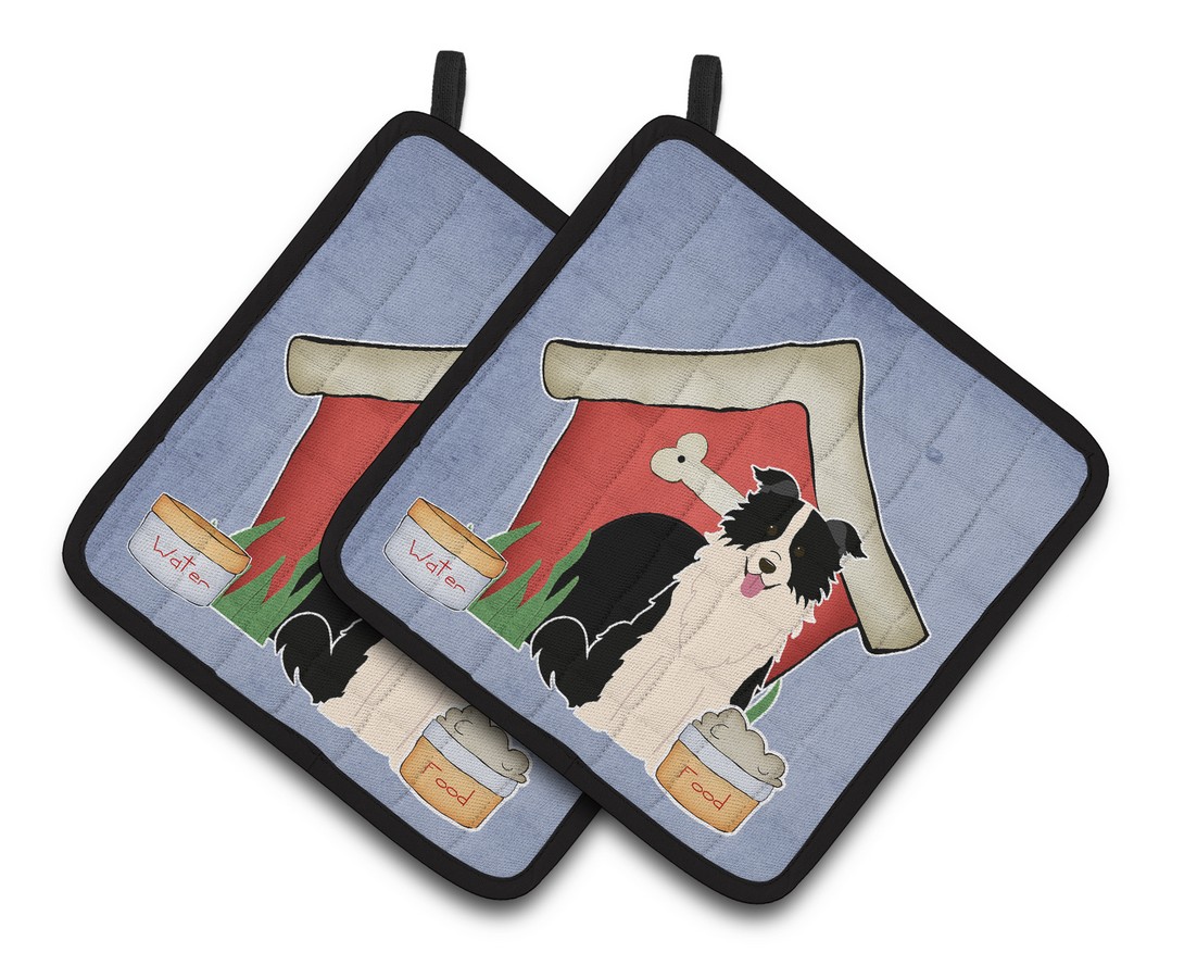 Picture of Carolines Treasures BB2872PTHD Dog House Collection Border Collie Black & White Pair of Pot Holders