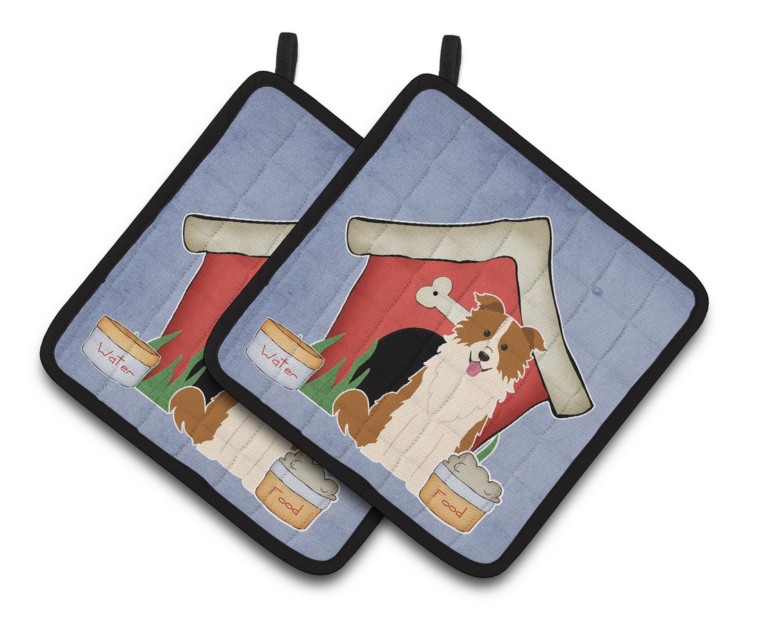 Picture of Carolines Treasures BB2873PTHD Dog House Collection Border Collie Red & White Pair of Pot Holders