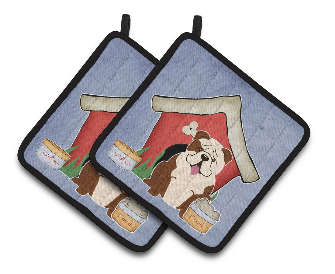 Picture of Carolines Treasures BB2875PTHD Dog House Collection English Bulldog Brindle White Pair of Pot Holders