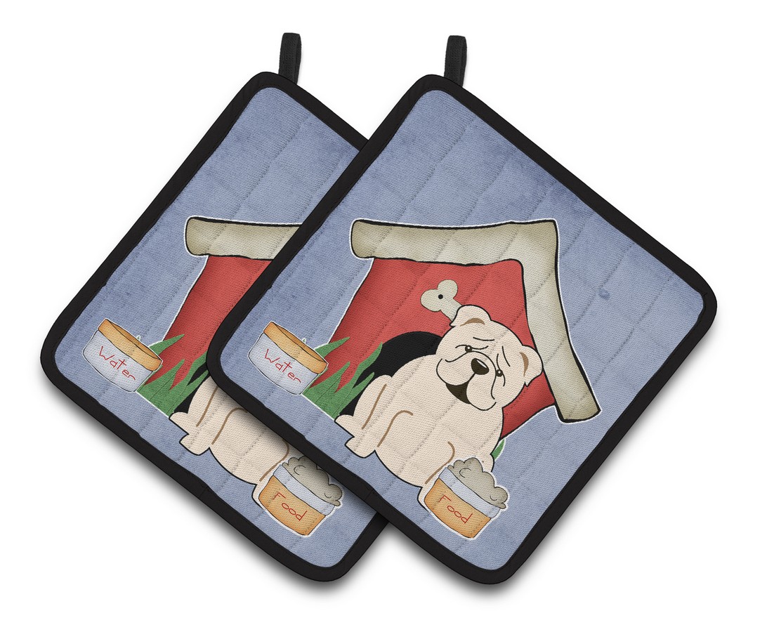 Picture of Carolines Treasures BB2877PTHD Dog House Collection English Bulldog White Pair of Pot Holders