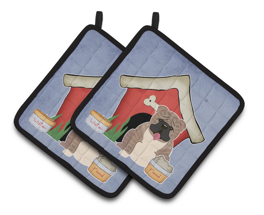 Picture of Carolines Treasures BB2880PTHD Dog House Collection English Bulldog Grey Brindle Pair of Pot Holders