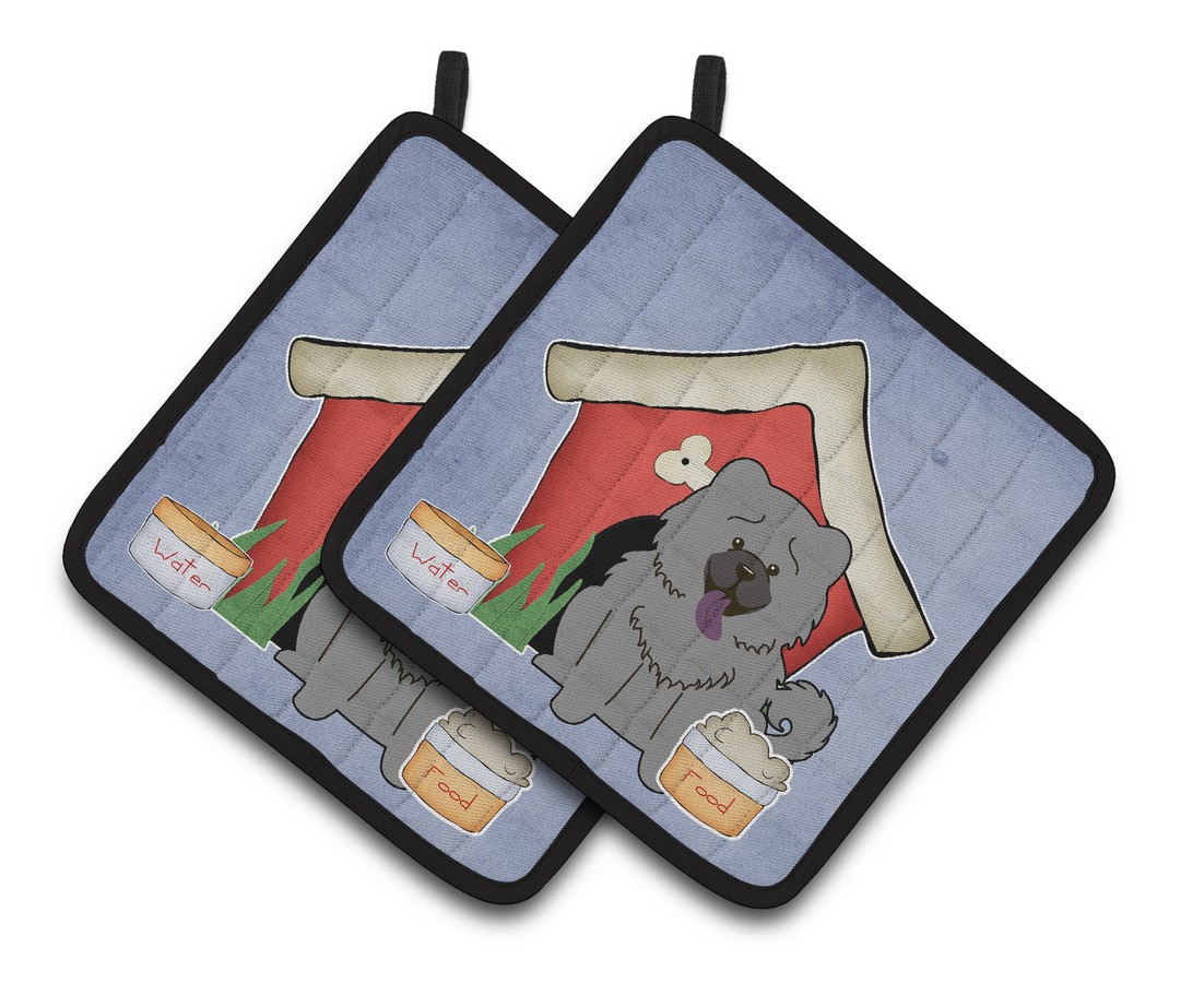 Picture of Carolines Treasures BB2893PTHD Dog House Collection Chow Chow Blue Pair of Pot Holders