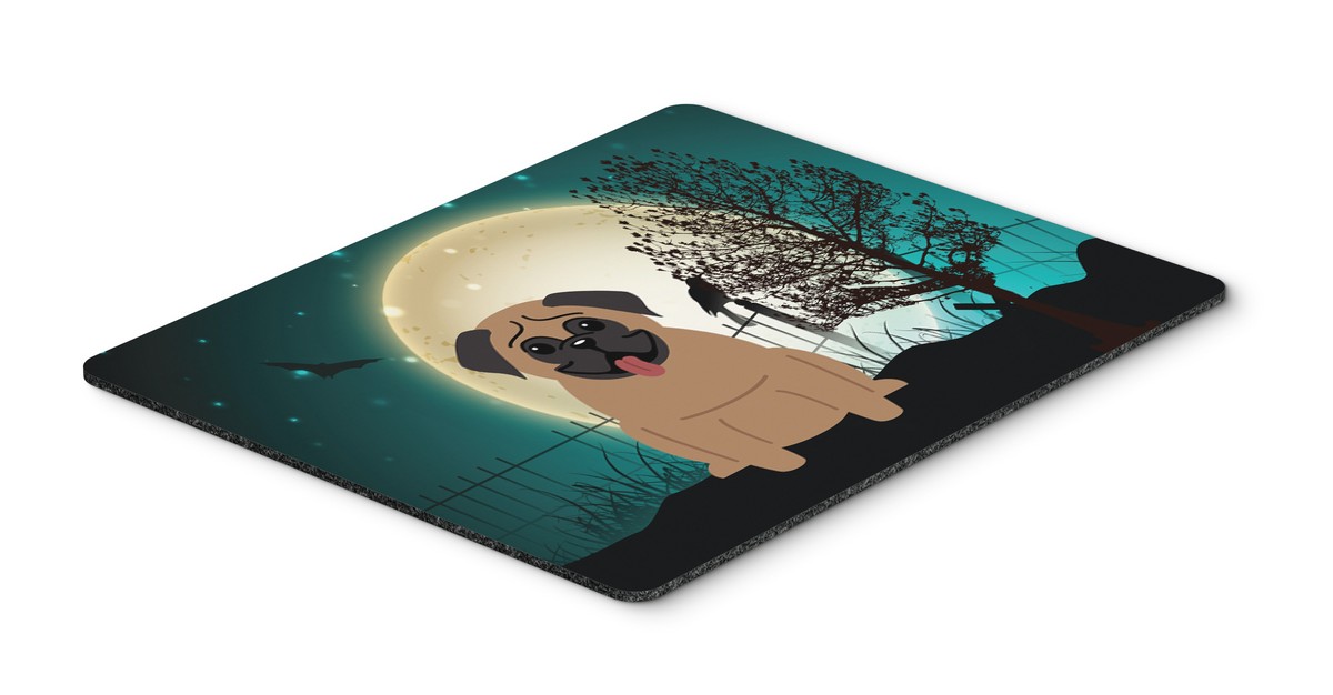 Halloween Scary Pug Brown Mouse Pad, Hot Pad or Trivet