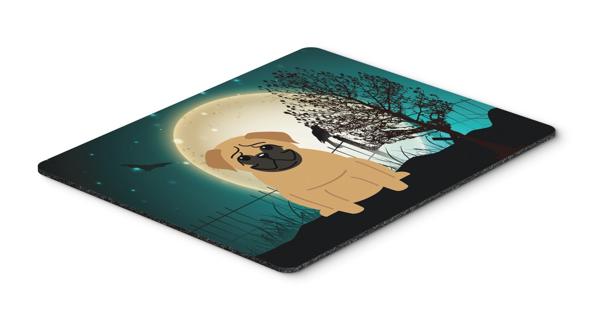 Halloween Scary Pug Brown Mouse Pad, Hot Pad or Trivet