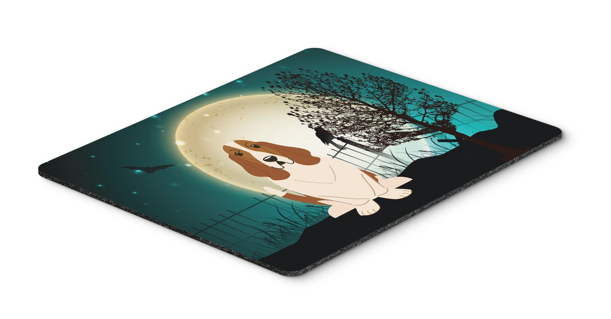 Halloween Scary Basset Hound Mouse Pad, Hot Pad or Trivet