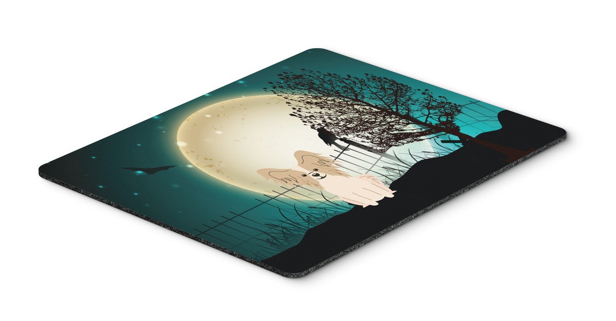 Halloween Scary Papillon Sable White Mouse Pad, Hot Pad or Trivet
