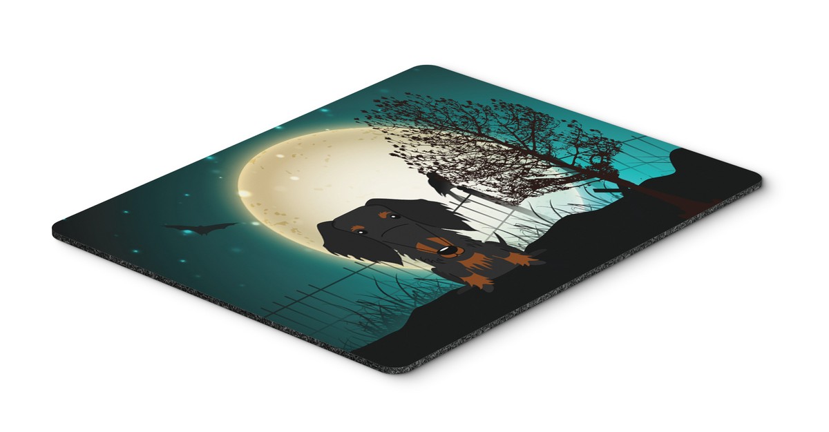 Halloween Scary Wire Haired Dachshund Black & Tan Mouse Pad, Hot Pad or Trivet