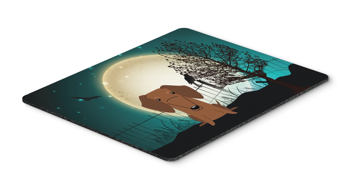 Halloween Scary Dachshund Red & Brown Mouse Pad, Hot Pad or Trivet