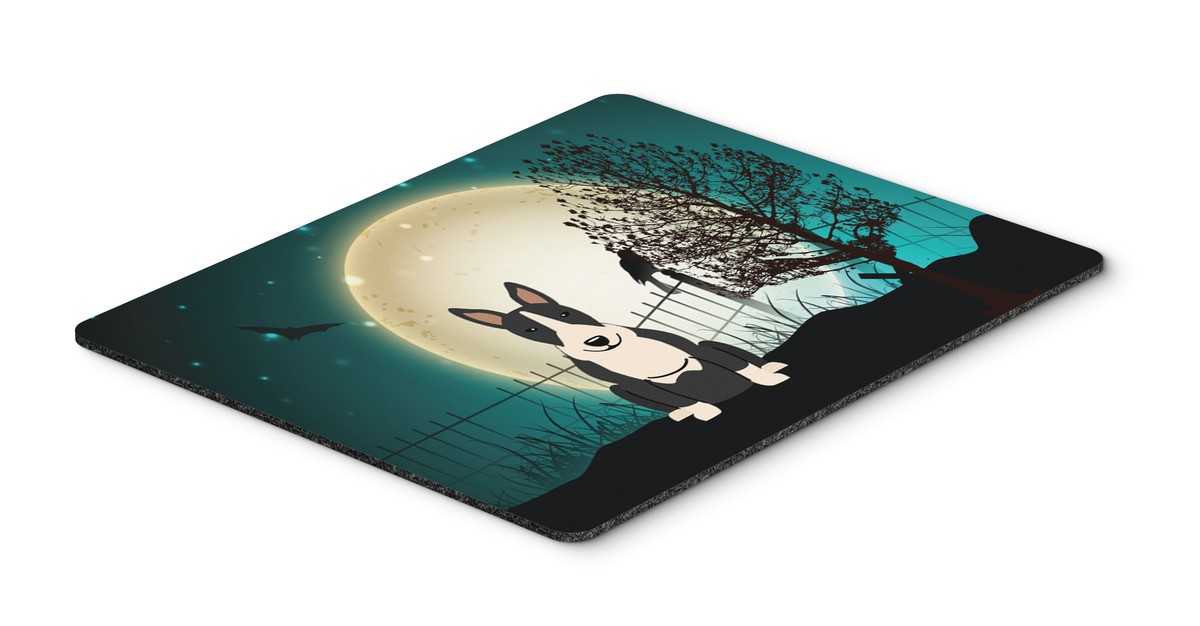 Halloween Scary Bull Terrier Black & White Mouse Pad, Hot Pad or Trivet