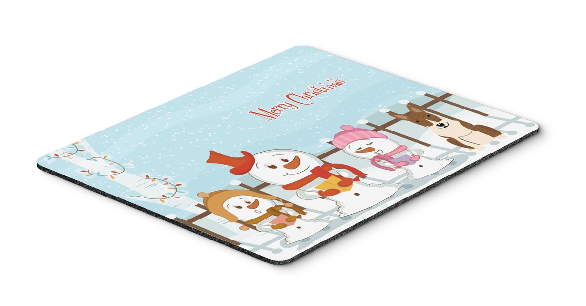 Merry Christmas Carolers Bull Terrier Brindle Mouse Pad