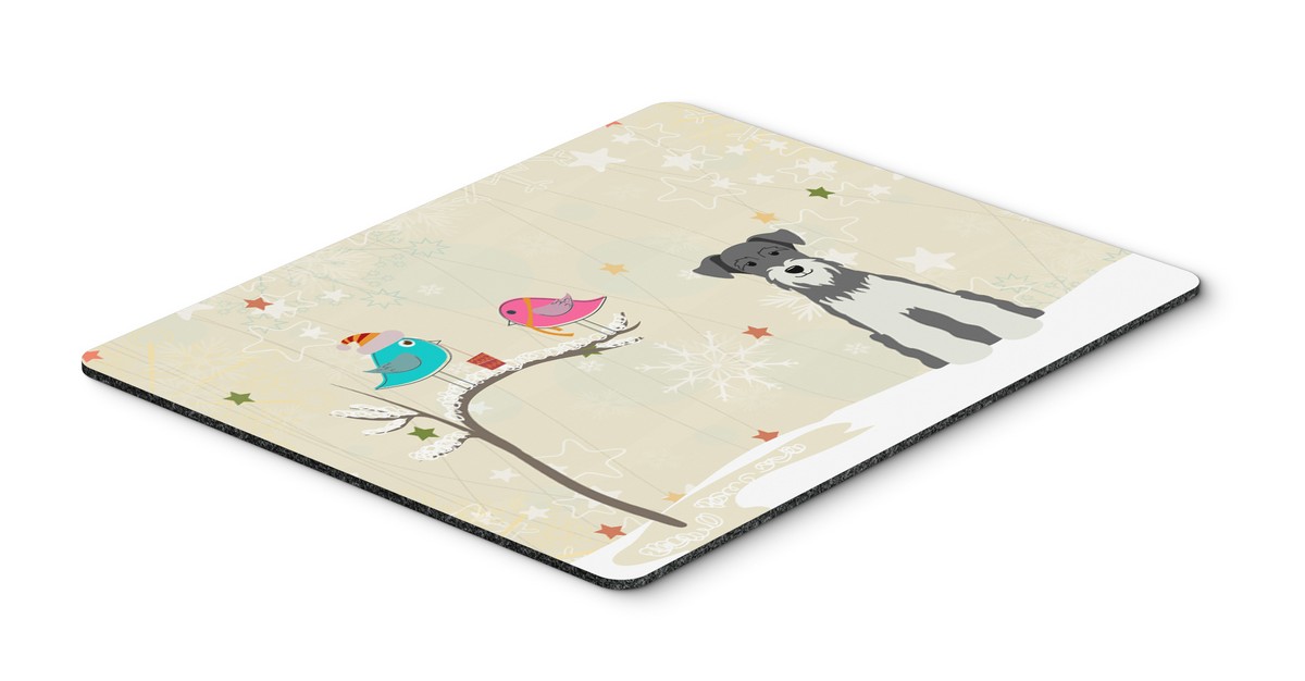 Christmas Presents Between Friends Miniature Schanuzer Salt & Pepper Mouse Pad, Hot Pad or Trivet