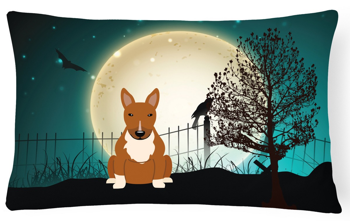 Halloween Scary Bull Terrier Red Canvas Fabric Decorative Pillow