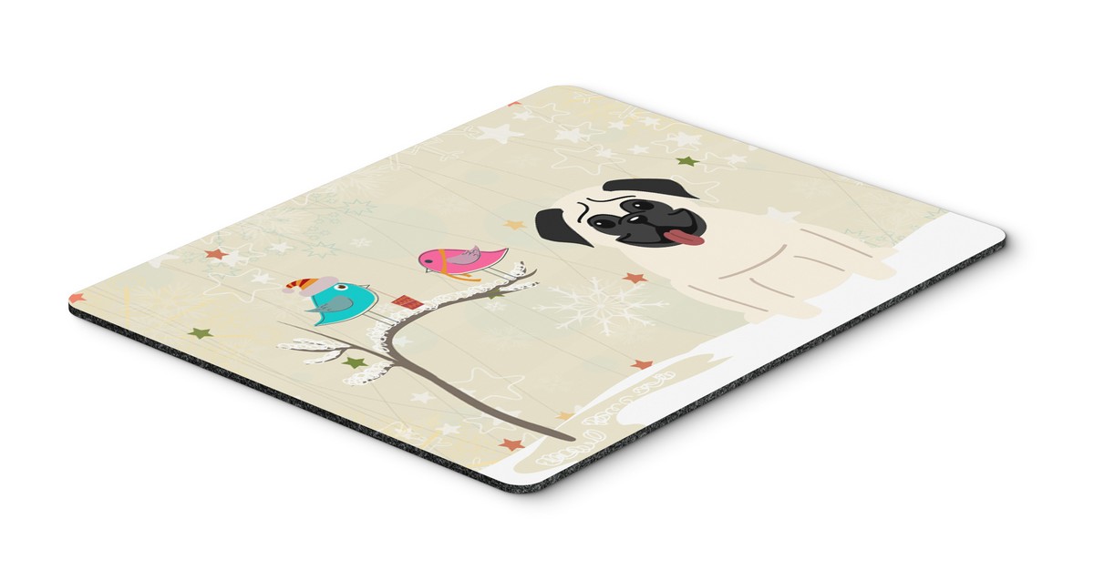 Christmas Presents Between Friends Pug Cream Mouse Pad, Hot Pad or Trivet