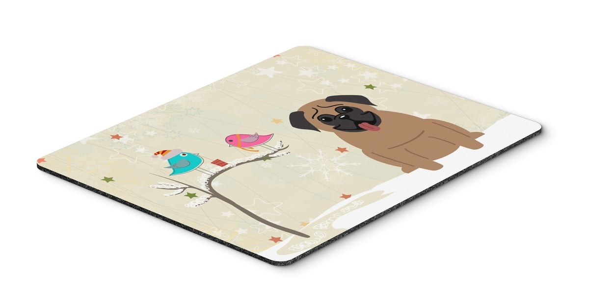 BB2477MP Christmas Presents Between Friends Pug Brown Mouse Pad, Hot Pad or Trivet