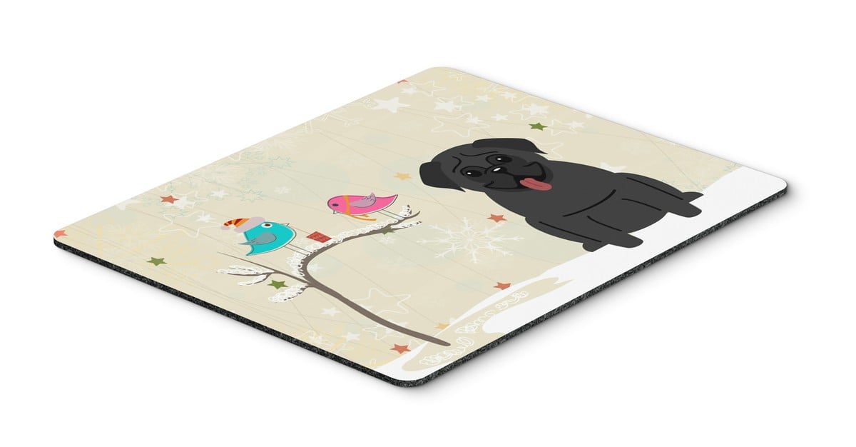 BB2478MP Christmas Presents Between Friends Pug Black Mouse Pad, Hot Pad or Trivet