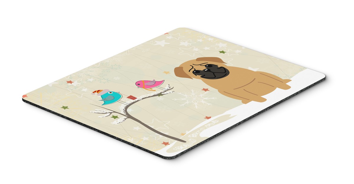 BB2479MP Christmas Presents Between Friends Pug Brown Mouse Pad, Hot Pad or Trivet