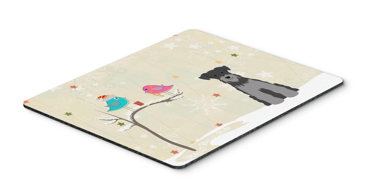 Christmas Presents Between Friends Miniature Schanuzer Black & Silver Mouse Pad, Hot Pad or Trivet