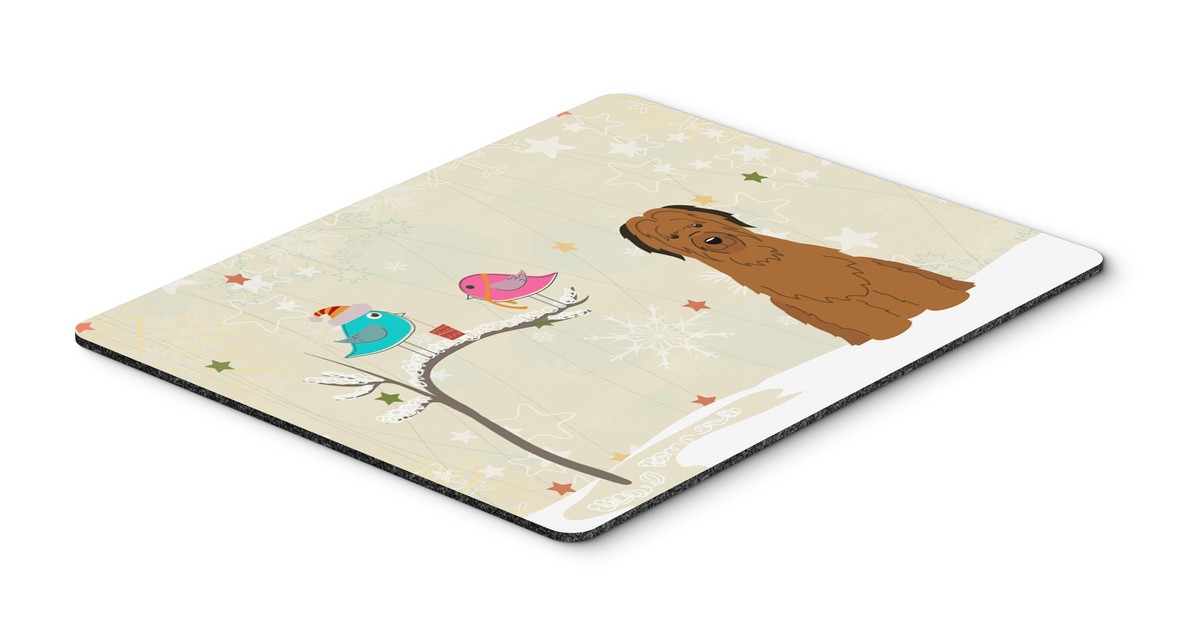 Christmas Presents Between Friends Briard Brown Mouse Pad, Hot Pad or Trivet