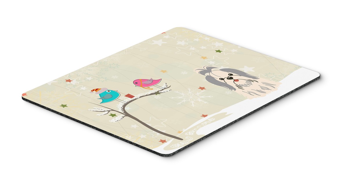 BB2557MP Christmas Presents Between Friends Shih Tzu Silver & White Mouse Pad, Hot Pad or Trivet