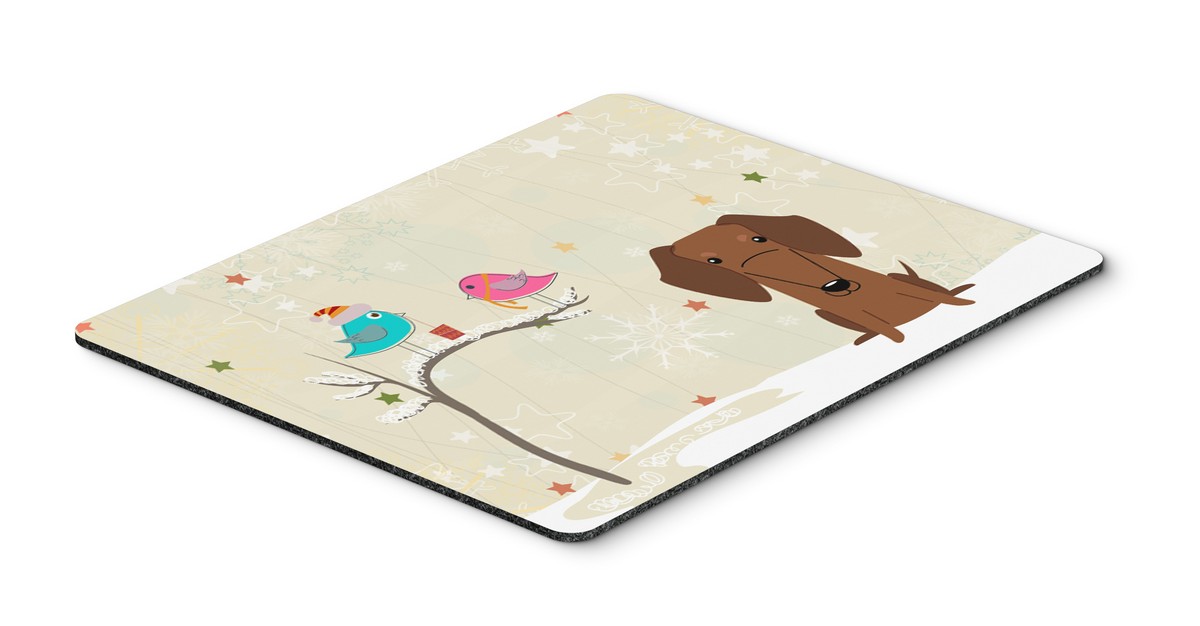 BB2602MP Christmas Presents Between Friends Dachshund Red & Brown Mouse Pad, Hot Pad or Trivet