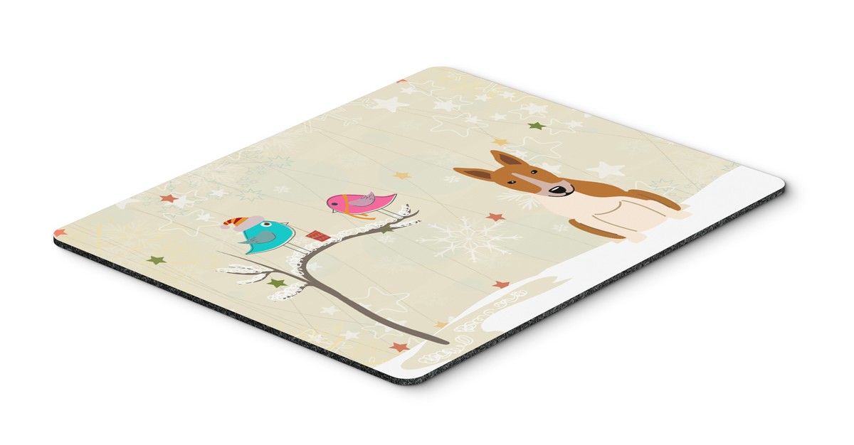 BB2607MP Christmas Presents Between Friends Bull Terrier Red & White Mouse Pad, Hot Pad or Trivet