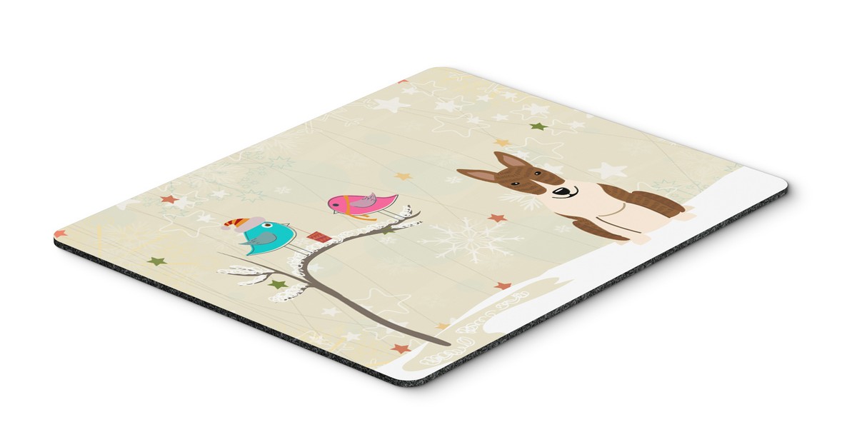Christmas Presents Between Friends Bull Terrier Brindle Mouse Pad, Hot Pad or Trivet