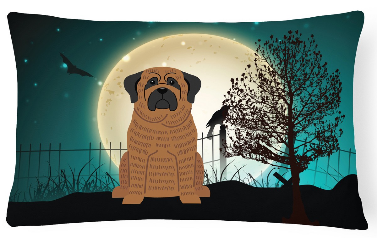 Halloween Scary Mastiff Brindle Canvas Fabric Decorative Pillow