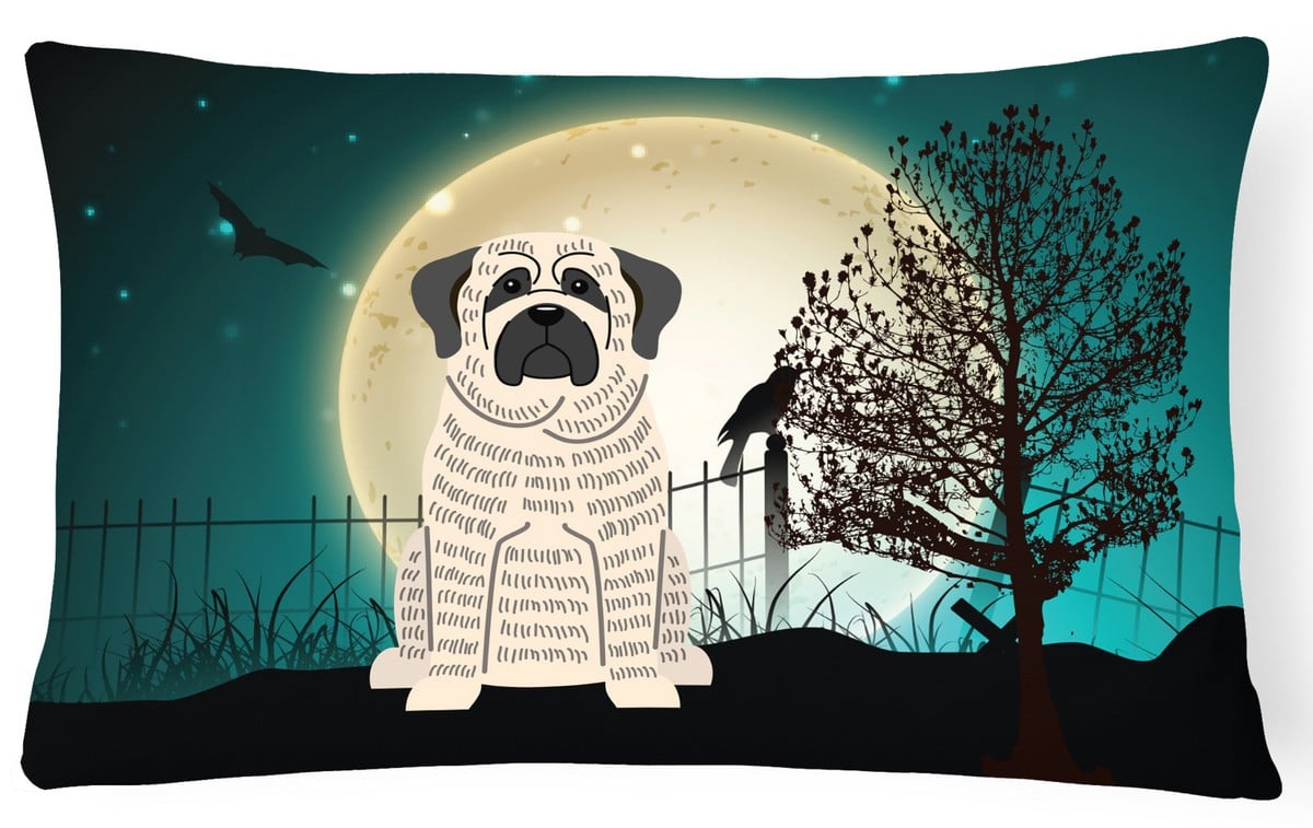 Halloween Scary Mastiff Brindle White Canvas Fabric Decorative Pillow