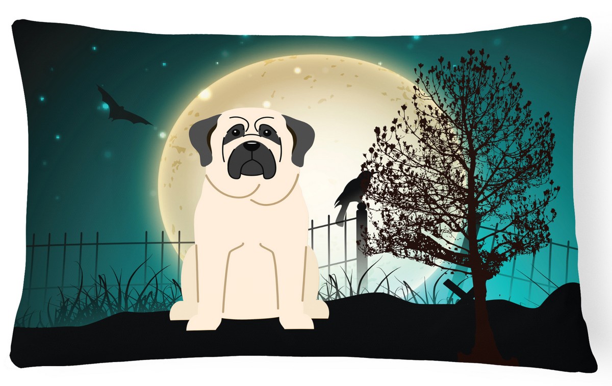 Halloween Scary Mastiff White Canvas Fabric Decorative Pillow