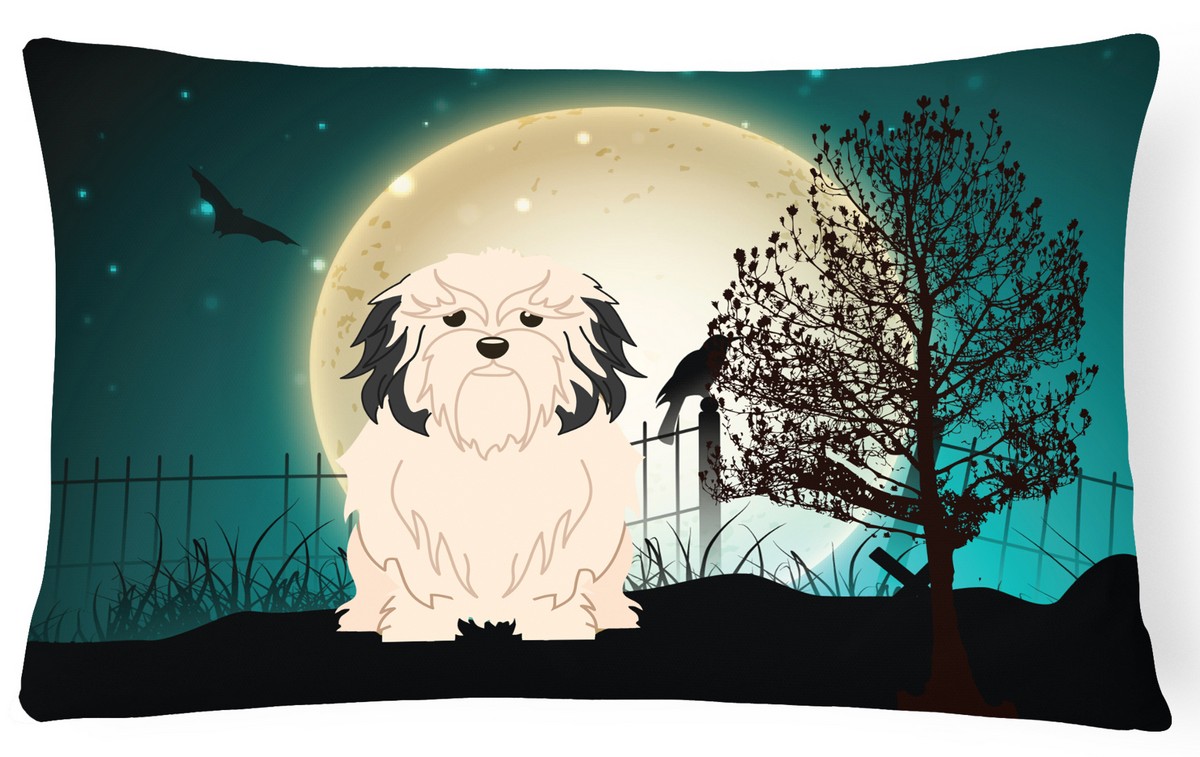 Halloween Scary Lowchen Canvas Fabric Decorative Pillow