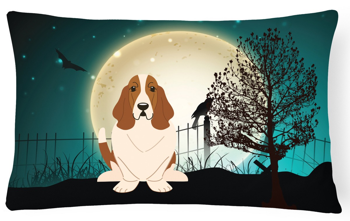 Halloween Scary Basset Hound Canvas Fabric Decorative Pillow